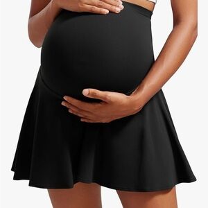 CRZ YOGA Black butter luxe flowy tennis Skirt - Flared Active Style